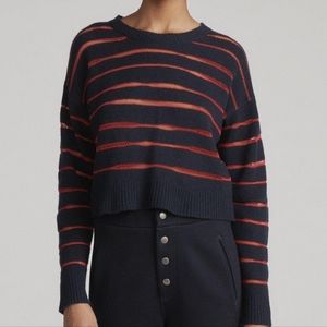 Rag and Bone Penn Navy Blue and Red Striped Mesh Sweater - sz S